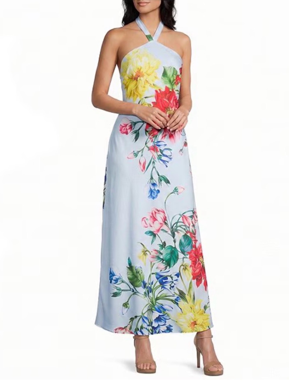 B. Darlin Floral Halter Neck Tie Back Maxi Dress size 11